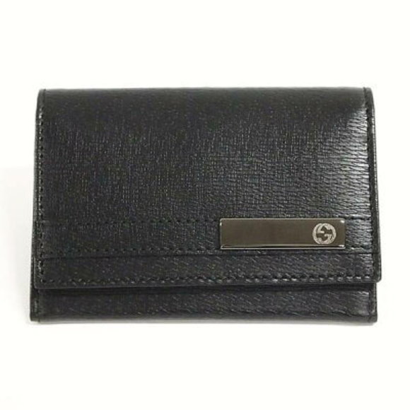 Gucci Leather Business Case GG Black Interlocking Pass Holder Bar - Picture 1 of 1